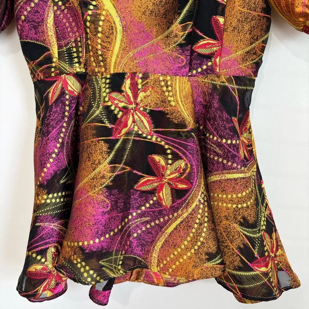 Tuckernuck babydoll square neck Puff short sleeves magenoto purple ankara blouse